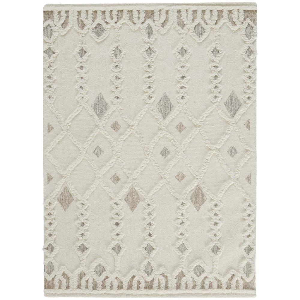 Anica Moroccan Wool Rug w/Ornamental Diamonds, Ivory/Tan, 2ft x 3ft Accent Rug, ANC8011FIVY000P00