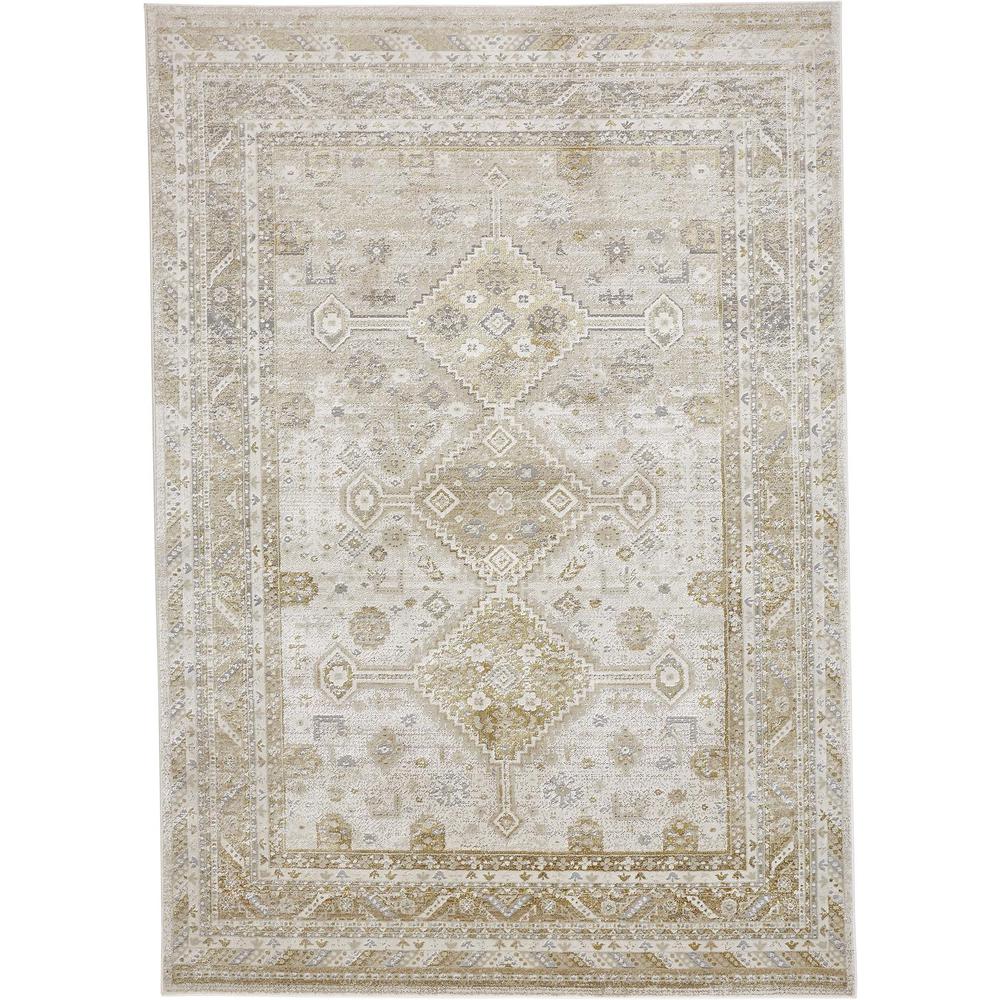 Aura Vintage Style Medallion Rug, Gold/Ivory, 1ft-8in x 2ft-10in Accent Rug, AUR3738FGLDIVYP18