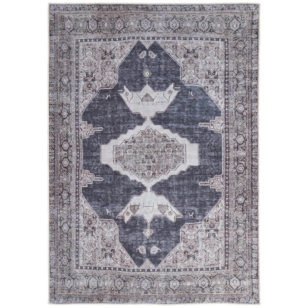 Percy Transitional Medallion, Gray/Ivory/Taupe, 5'-3" x 7'-6" Area Rug
