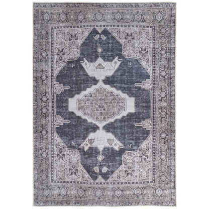 Percy Transitional Medallion, Gray/Ivory/Taupe, 5'-3" x 7'-6" Area Rug
