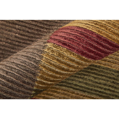 Keystone Modern Stripes, Brown/Green/Red, 7'-9" x 9'-9" Area Rug