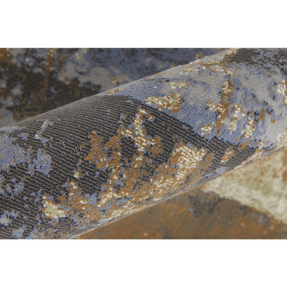 Clio Modern Abstract, Brown/Blue/Ivory, 7'-9" x 10' Area Rug
