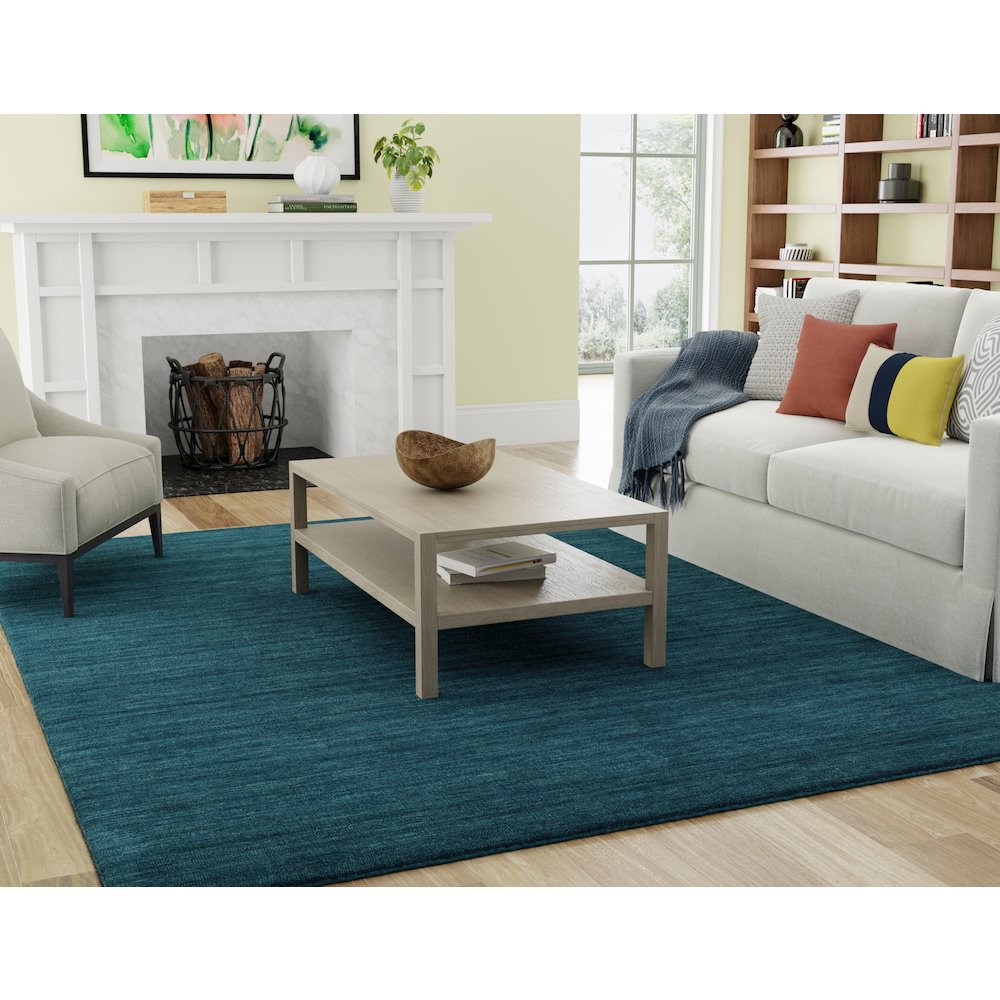 Luna Hand Woven Marled Wool Rug, Teal Blue/Green, 3ft-6in x 5ft-6in Accent Rug, 5798049FTEL000C50