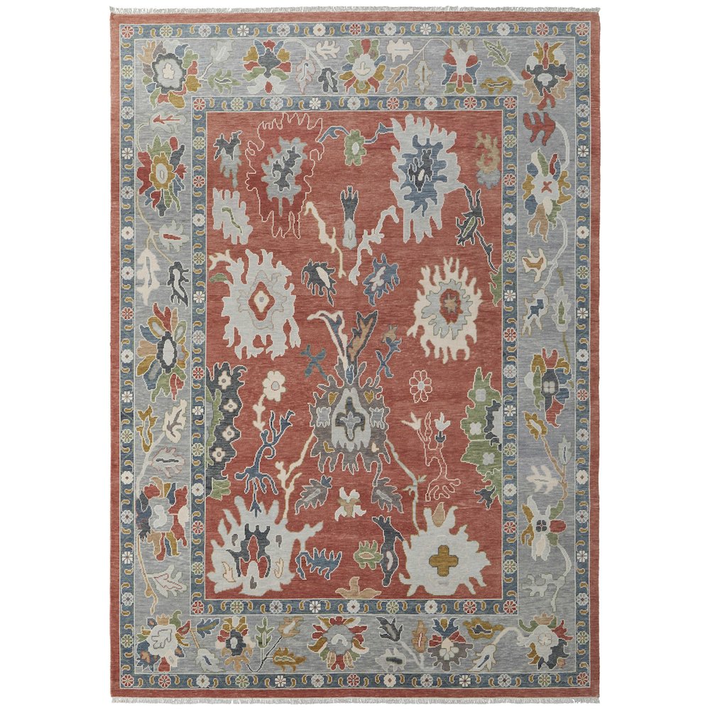 Karina Transitional Floral & Botanical, Red/Gray/Ivory, 9'-6" x 13'-6" Area Rug