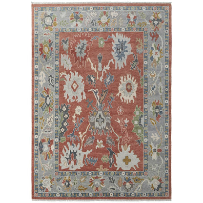 Karina Transitional Floral & Botanical, Red/Gray/Ivory, 9'-6" x 13'-6" Area Rug
