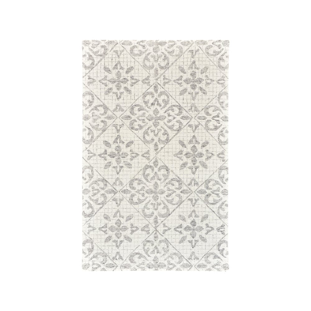 Rhett Geometric Lattice Print Rug, Ivory/Wolf Gray, 8ft x 10ft Area Rug, 868I8073IVYGRYF00