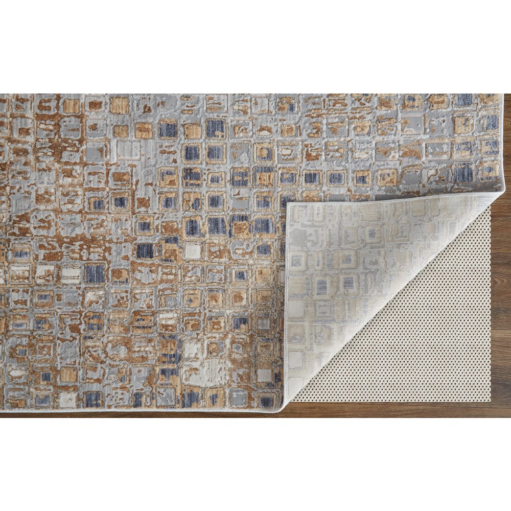 Laina Transitional Geometric, Tan/Ivory/Blue, 9'-8" x 12'-8" Area Rug