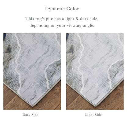 Gaspar Modern Abstract, Taupe/Gray/Blue, 1'-8" x 2'-10" Accent Rug