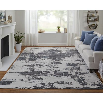 Zarah Modern Abstract, Ivory/Gray/Blue, 3'-6" x 5'-6" Accent Rug