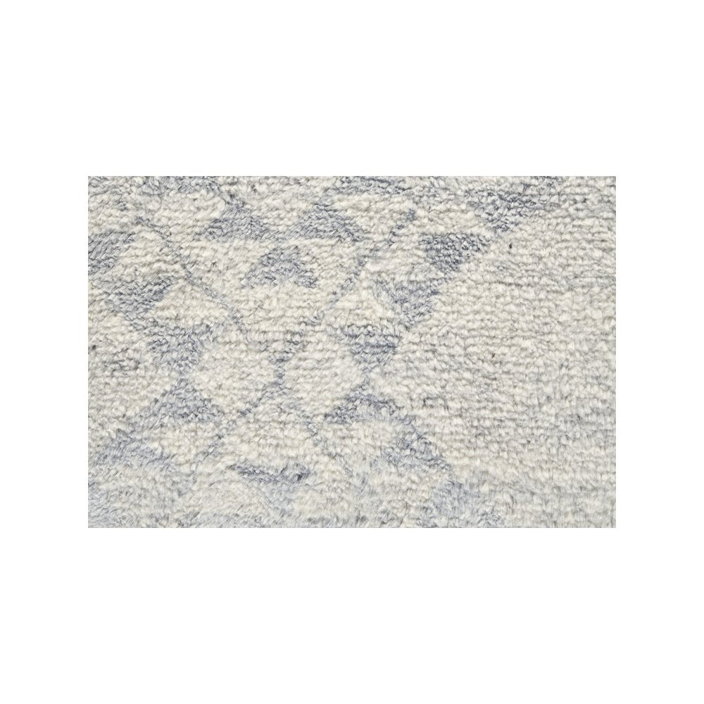 Abytha Diamond Hand Knot Wool Rug, Ivory/Blue/Gray, 5ft-6in x 8ft-6in Area Rug, 7316458FICE000E50