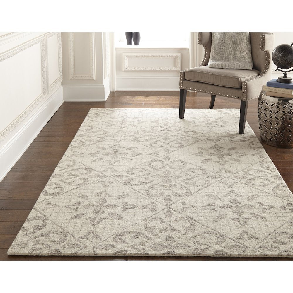 Rhett Geometric Lattice Print Rug, Ivory/Wolf Gray, 8ft x 10ft Area Rug, 868I8073IVYGRYF00