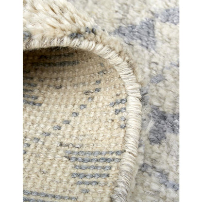 Abytha Diamond Hand Knot Wool Rug, Ivory/Blue/Gray, 5ft-6in x 8ft-6in Area Rug, 7316458FICE000E50