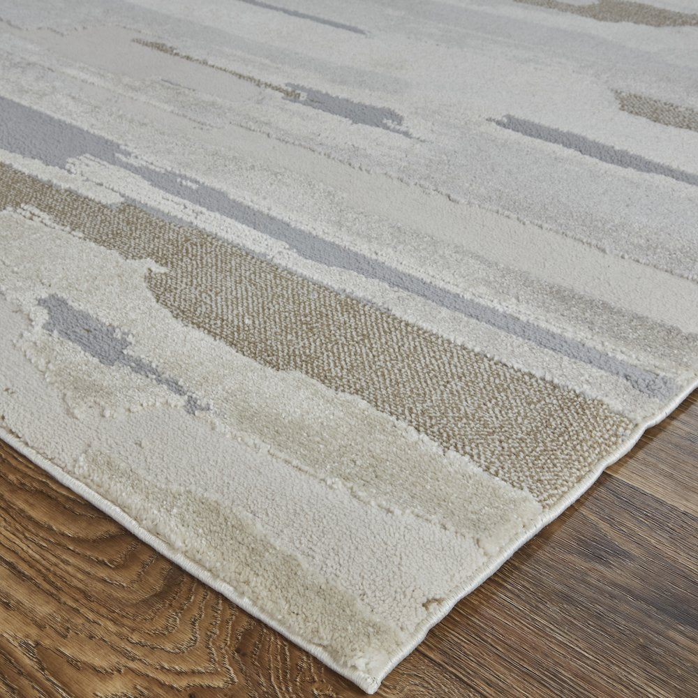 Vancouver Modern Abstract, Ivory/Tan/Brown, 12' x 15' Area Rug