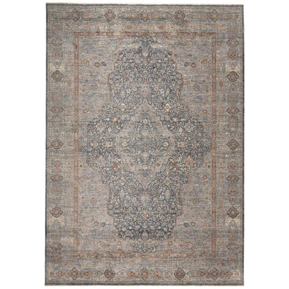 Marquette Rustic Persian Farmhouse Rug, Denim Blue/Rust, 2ft x 3ft Accent Rug, MRQ3778FBLU000P00