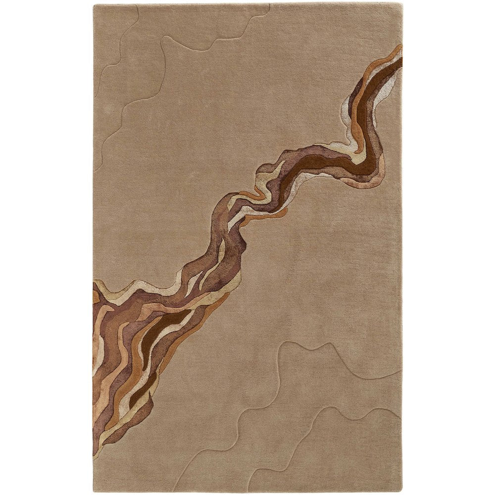 Serrano Transitional Abstract, Tan/Orange, 5' x 8' Area Rug