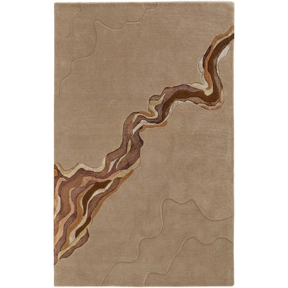 Serrano Transitional Abstract, Tan/Orange, 5' x 8' Area Rug