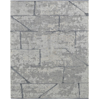 Alford Modern Abstract, Gray/Silver, 9'-6" x 13'-6" Area Rug