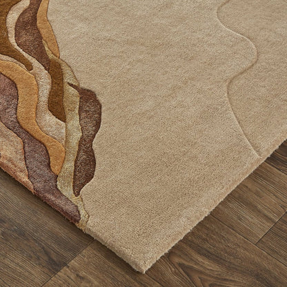 Serrano Transitional Abstract, Tan/Orange, 5' x 8' Area Rug