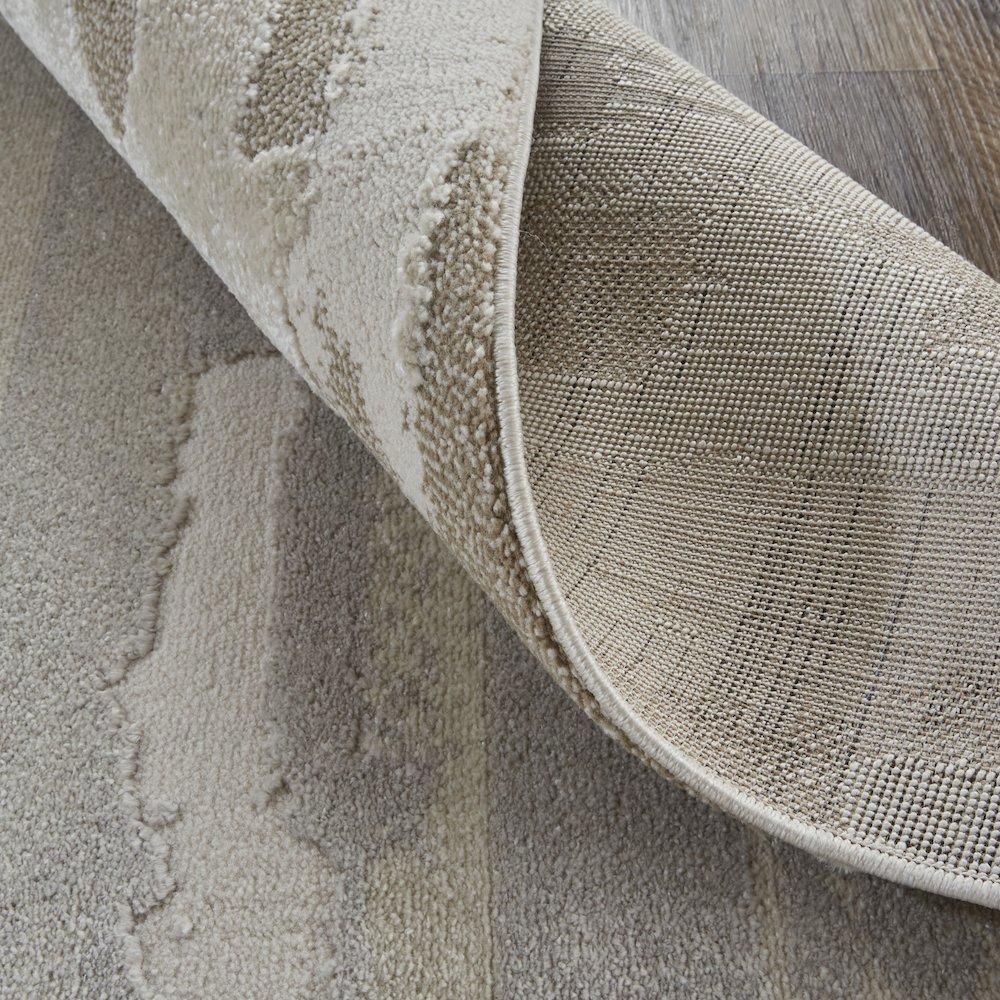 Vancouver Modern Abstract, Ivory/Tan/Brown, 12' x 15' Area Rug