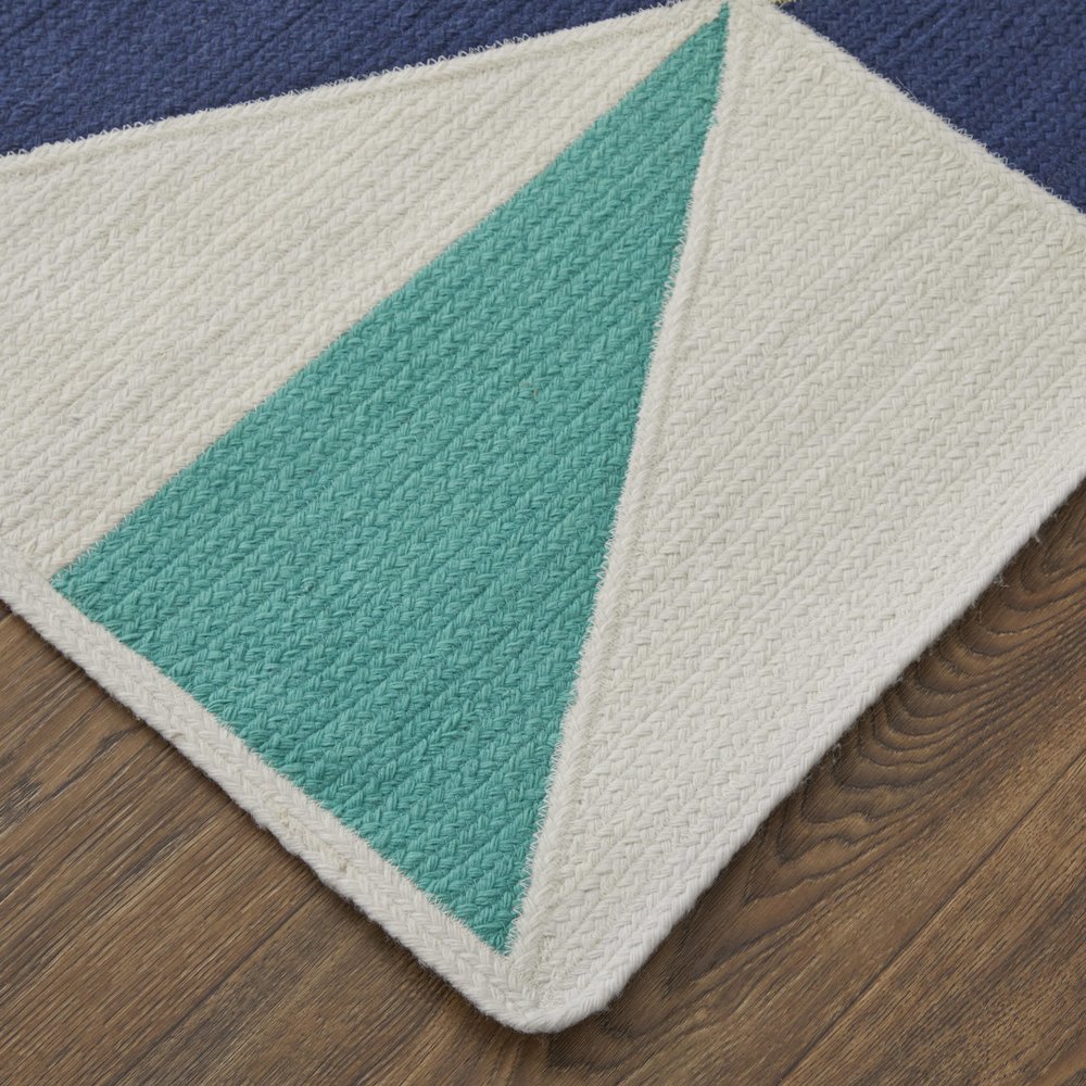 Clare Transitional Geometric, Blue/Ivory/Yellow, 5' x 8' Area Rug