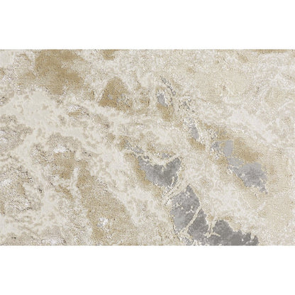 Aura Modern Abstract, Ivory/Silver/Gold, 8' x 10' Area Rug