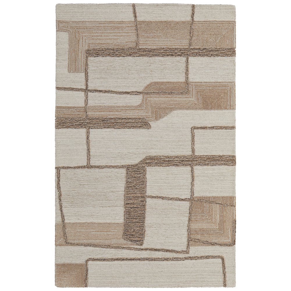 Pollock Modern Geometric, Ivory/Brown/Tan, 10' x 14' Area Rug
