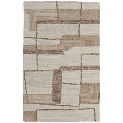 Pollock Modern Geometric, Ivory/Brown/Tan, 10' x 14' Area Rug