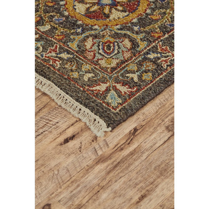 Amherst Traditional Geometric, Gray/Gold/Blue, 2' x 3' Accent Rug