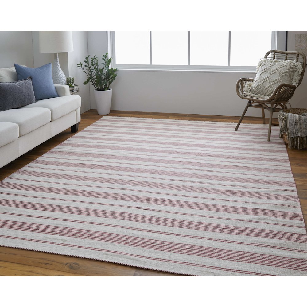 Duprine Transitional Stripes, Red/Ivory, 4' x 6' Accent Rug