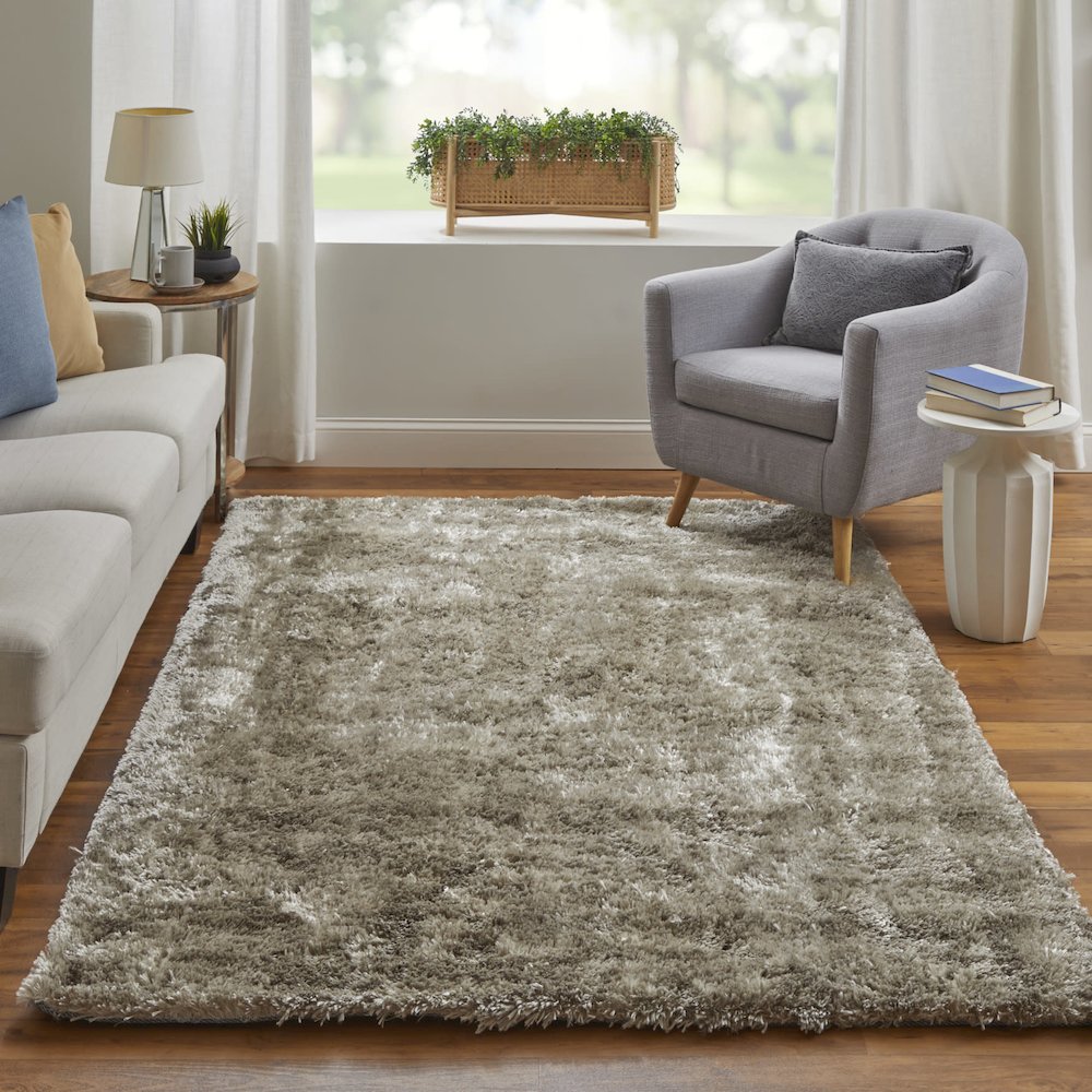 Blunham Lustrous Shimmering Shag Rug, Goloden Bronze, 5ft x 8ft Area Rug, 7494116FTPE000E10