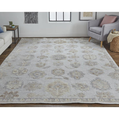 Wendover Eco Friendly PET Oushak Rug, Vapor Gray/Bone/Tan, 5ft x 8ft Area Rug, WND6848FGRY000E10