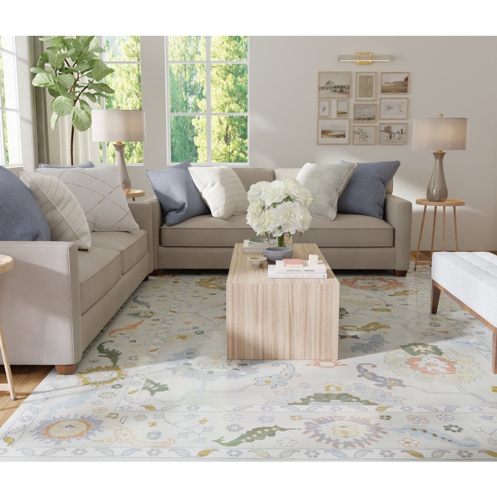 Karina Transitional Floral & Botanical, Ivory/Gold/Green, 2' x 3' Accent Rug