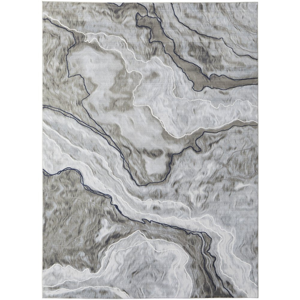 Gaspar Modern Abstract, Taupe/Gray/Blue, 1'-8" x 2'-10" Accent Rug