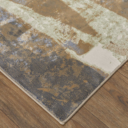 Clio Modern Abstract, Brown/Blue/Ivory, 7'-9" x 10' Area Rug