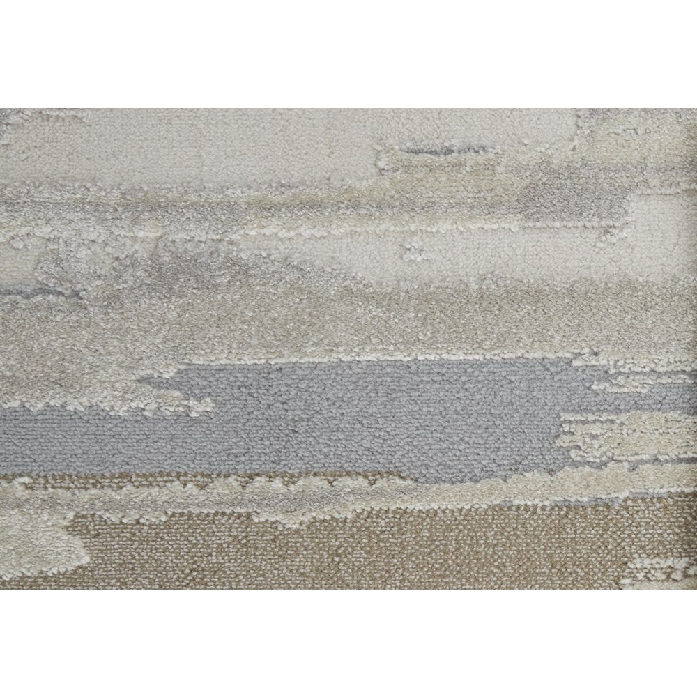 Vancouver Modern Abstract, Ivory/Tan/Brown, 12' x 15' Area Rug