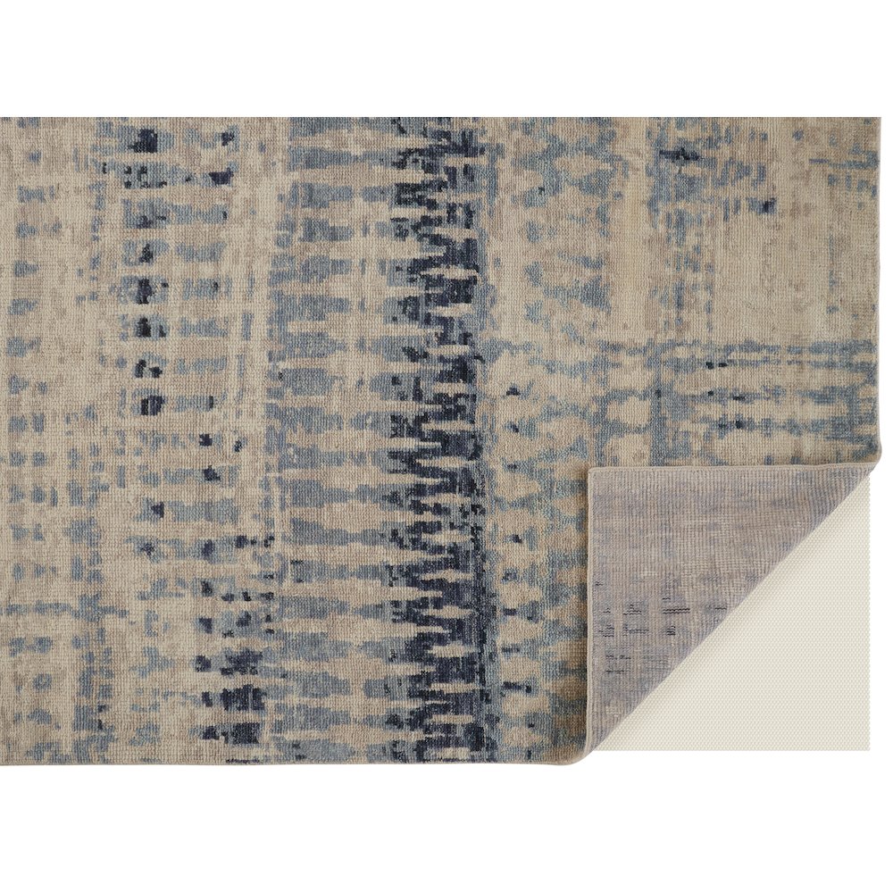 Palomar Hand Knot Abstract Area Rug, Light Beige/Denim Blue, 9x6in x 13x6in, PAL6631FBLU000H50