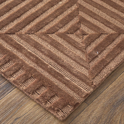 Channels Modern Geometric, Orange/Brown, 7'-9" x 9'-9" Area Rug