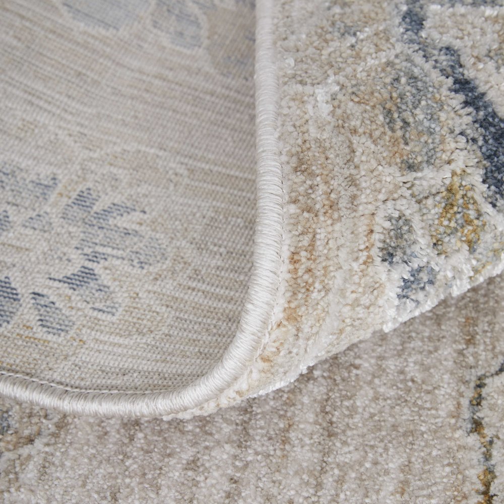 Pasha Transitional Floral & Botanical, Taupe/Ivory/Blue, 5' x 7'-6" Area Rug