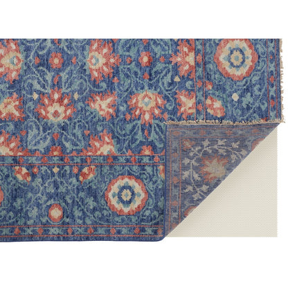 Beall Luxury Wool Rug, Ornamental Floral, Blue, 8ft-6in x 11ft-6in Area Rug, BEA6713FBLU000G50