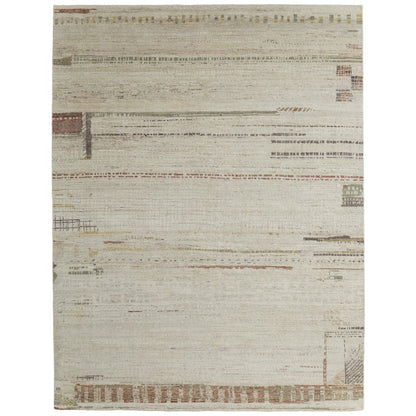 Kasbah Modern Abstract, Tan/Red/Green, 9'-6" x 13'-6" Area Rug
