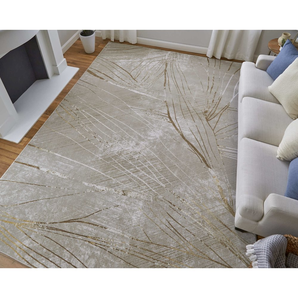 Waldor Modern Abstract, Taupe/Brown/Silver, 8' x 11' Area Rug