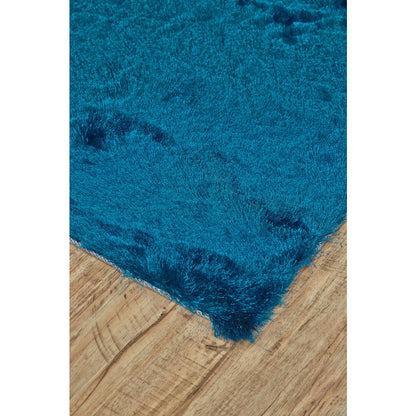 Indochine Plush Shag with Metallic Sheen, Deep Teal Blue, 3ft-6in x 5ft-6in, 4944550FTEL000C50
