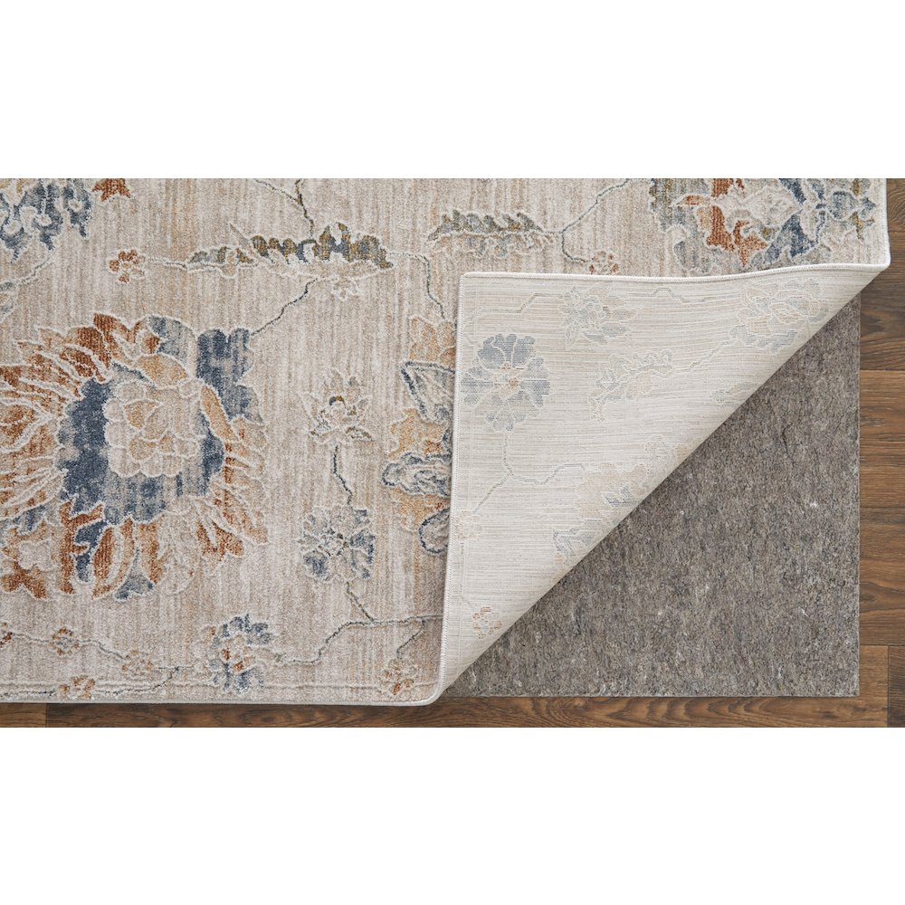 Pasha Transitional Floral & Botanical, Taupe/Ivory/Blue, 5' x 7'-6" Area Rug