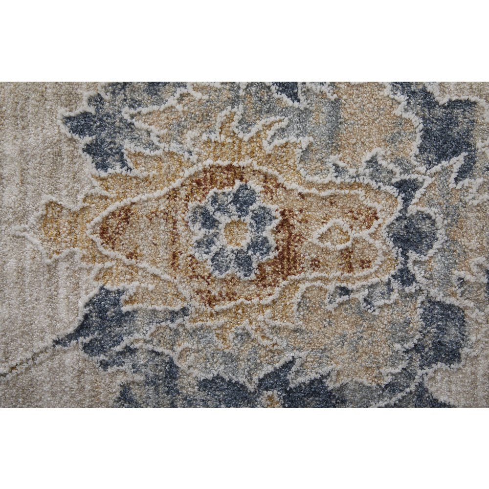 Pasha Transitional Floral & Botanical, Taupe/Ivory/Blue, 5' x 7'-6" Area Rug