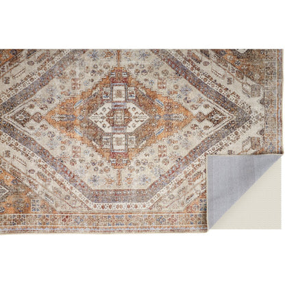 Percy Vintage Medallion Rug, Terracotta/Country Blue, 9ft-2in x 12ft Area Rug, PRC39ANFTAN000G22