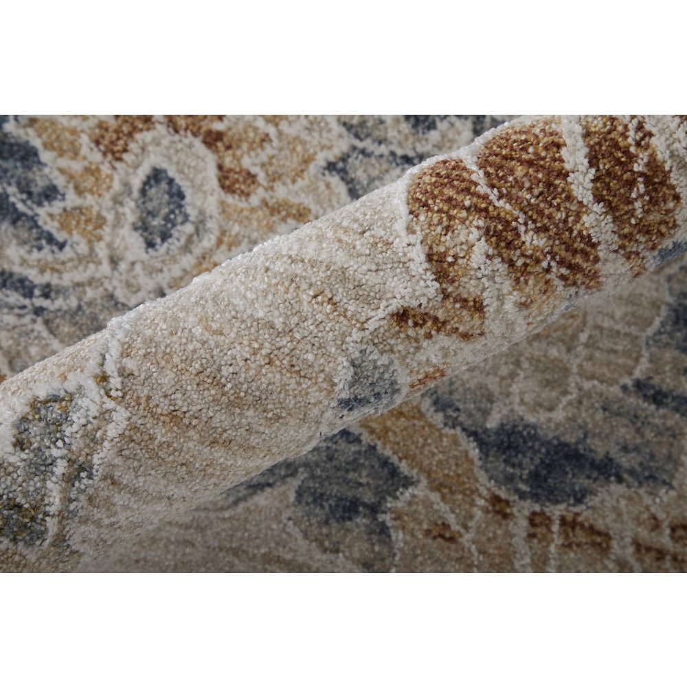 Pasha Transitional Floral & Botanical, Taupe/Ivory/Blue, 5' x 7'-6" Area Rug