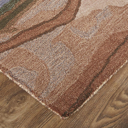 Amira Modern Watercolor Rug, Copper/Dusty Pink/Turquoise, 8ft x 10ft Area Rug, AMI8634FMLT000F00