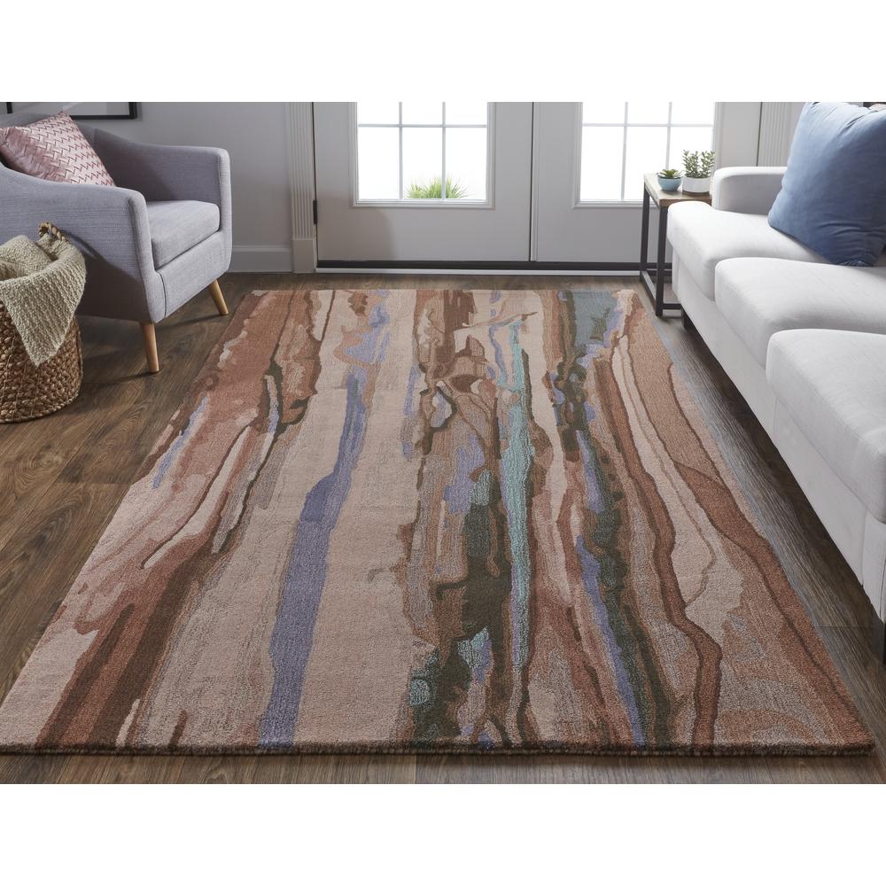 Amira Modern Watercolor Rug, Copper/Dusty Pink/Turquoise, 8ft x 10ft Area Rug, AMI8634FMLT000F00