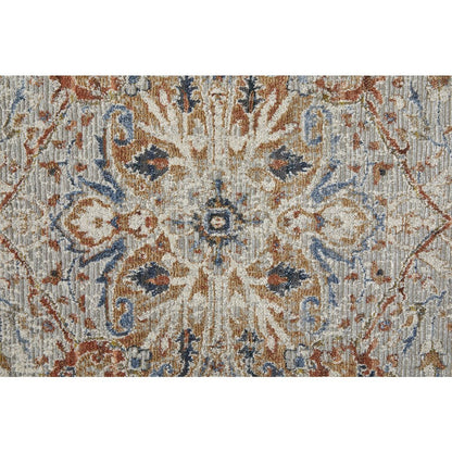 Kaia Transitional Medallion, Orange/Ivory/Blue, 12' x 15' Area Rug