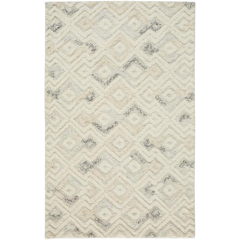 Anica Moroccan Diamond Wool TuftedAccent Rug, Ivory/Chambray Blue, 4ft x 6ft, ANC8004FIVYBLUC00